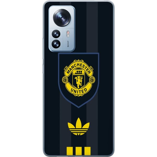 Kompatibel Mobilcover til Xiaomi 12 Pro Manchester United plakat Adidas våbenskjold fodboldklub Premier League logo gul sort retro design kunst