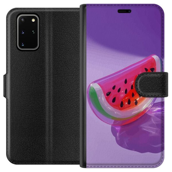 Kompatibelt Lommeboketui til Samsung Galaxy S20+ Vannmelon i glassstil mot lilla bakgrunn, frisk sommerlig design med saftig og moderne følelse Kompatibelt Lommeboketui til Samsung Galaxy S20+ Vannmelon i glassstil mot lilla bakgrunn, frisk sommerlig design med saftig og moderne følelse