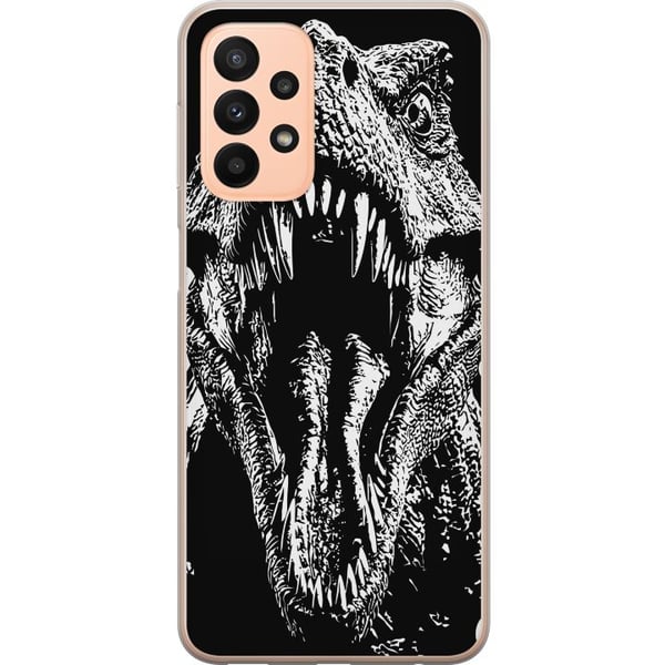Kompatibelt Mobildeksel til Samsung Galaxy A23 T-Rex brøl dinosaur episk svart-hvitt forhistorisk beist voldsomt brøl monster kunst illustrasjon plak