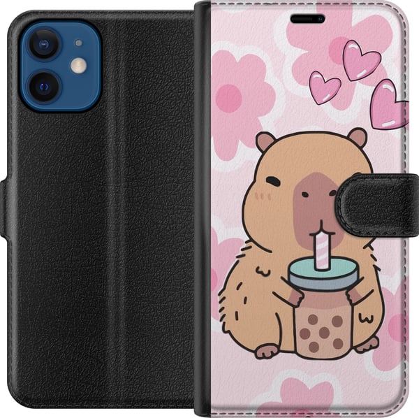 Kompatibel Tegnebogsetui til Apple iPhone 12 mini Kawaii Capybara Hjerte Anime Stil Sød Design Dyremotiv TikTok Populær Gave Pige