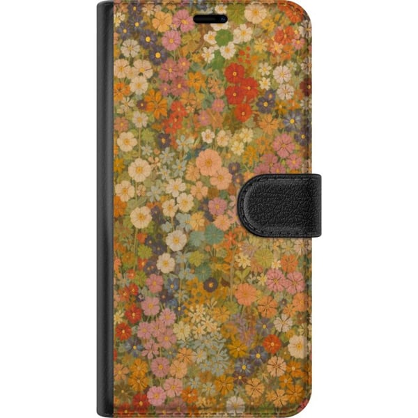 Kompatibelt Plånboksfodral till Samsung Galaxy A32 5G Blomsteräng i varma toner med nostalgisk målarkänsla