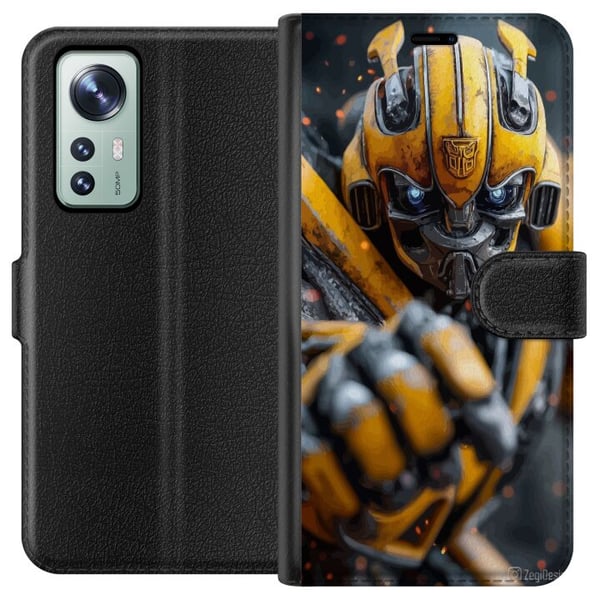 Kompatibelt Plånboksfodral till Xiaomi 12 Bumblebee Transformers gul robot mecha sci fi action warrior detailed cyberpunk hero motiv poster