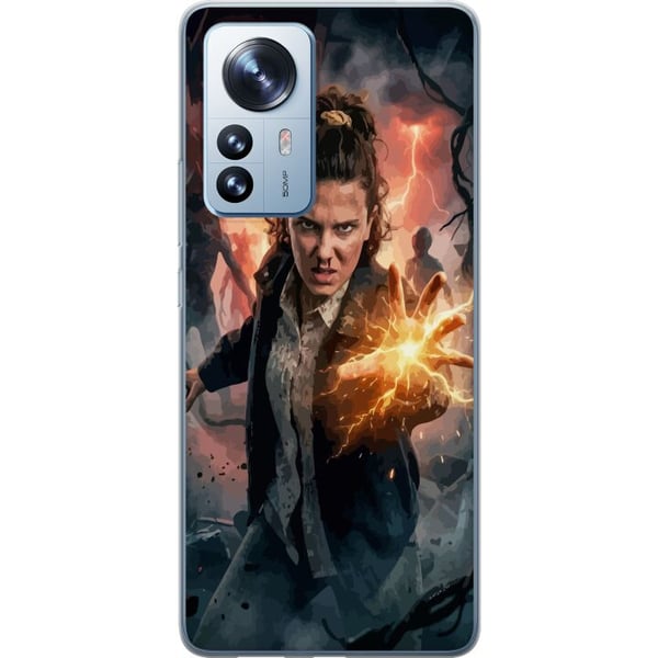 Kompatibelt Mobilskal till Xiaomi 12 Pro Fantasy porträtt av ung kvinna med blixtenergi mörk bakgrund dramatisk actionillustration