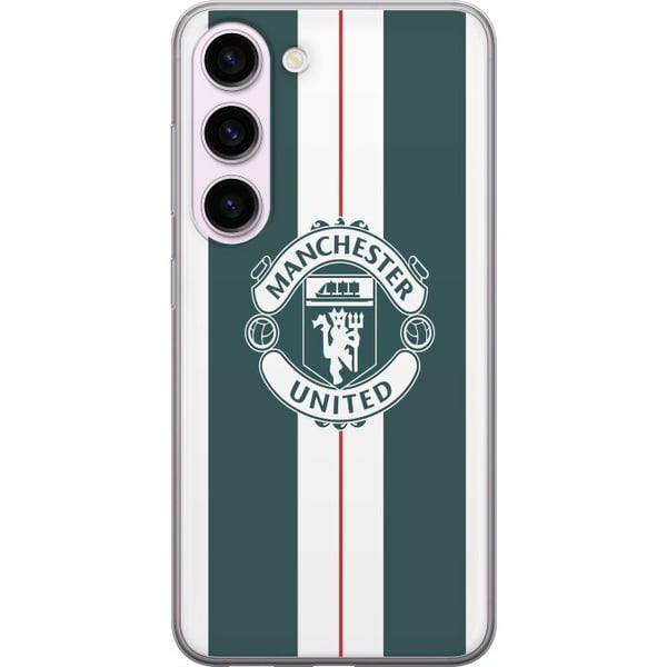 Kompatibel Mobilcover til Samsung Galaxy S23 Manchester United logo våbenskjold fodbold klub Premier League Red Devils plakat retro hvid grøn design