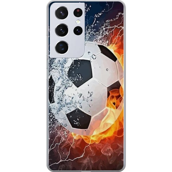 Kompatibelt Mobildeksel til Samsung Galaxy S21 Ultra 5G Fotball Eld Kompatibelt Mobildeksel til Samsung Galaxy S21 Ultra 5G Fotball Eld