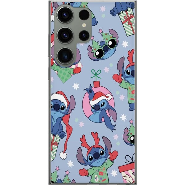 Kompatibelt Mobildeksel til Samsung Galaxy S23 Ultra Disney Stitch-julemønster – søt Stitch-juldesign med nisseluer, reinsdyrhorn og blå bakgrunn Kompatibelt Mobildeksel til Samsung Galaxy S23 Ultra Disney Stitch-julemønster – søt Stitch-juldesign med nisseluer, reinsdyrhorn og blå bakgrunn