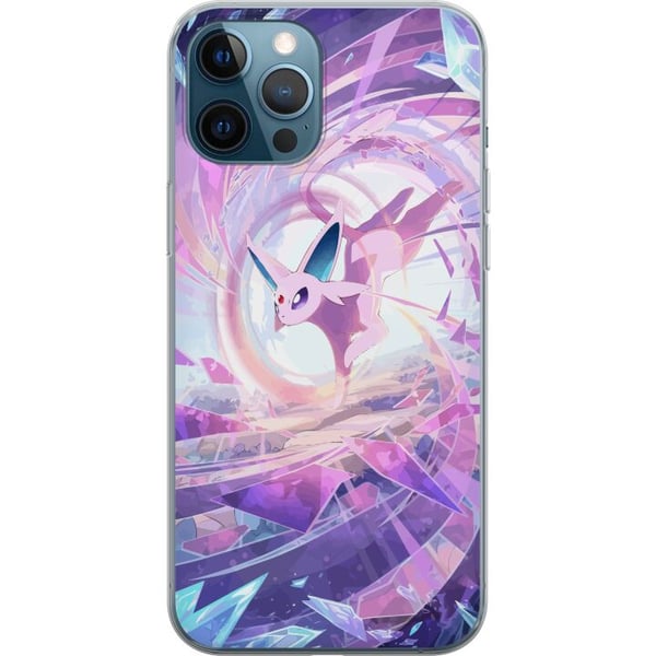Kompatibel Mobilcover til Apple iPhone 12 Pro Espeon Pokémon-illustration – Magisk lilla motiv med krystaller og stjerner