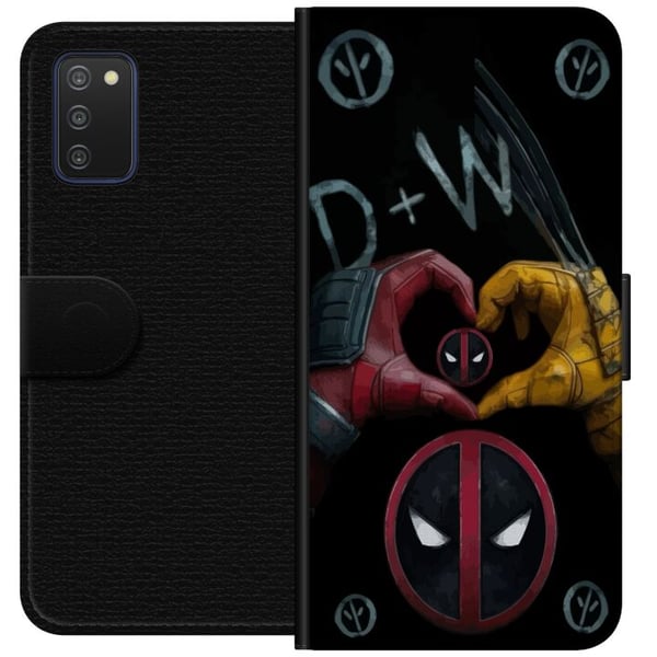 Kompatibelt Lommeboketui til Samsung Galaxy A03s Deadpool & Wolverine Kjærlighet