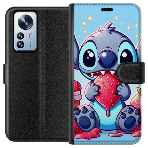 Kompatibel Tegnebogsetui til Xiaomi 12 Pro  Stitch jordbær
