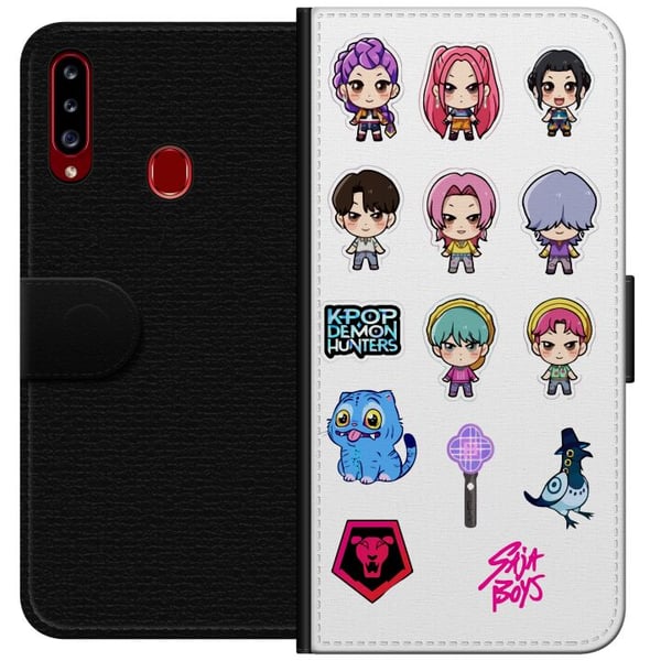 Kompatibelt Plånboksfodral till Samsung Galaxy A20s Kpop Demon Hunters Chibi Cute Idols Anime Style Cartoon Kawaii Art