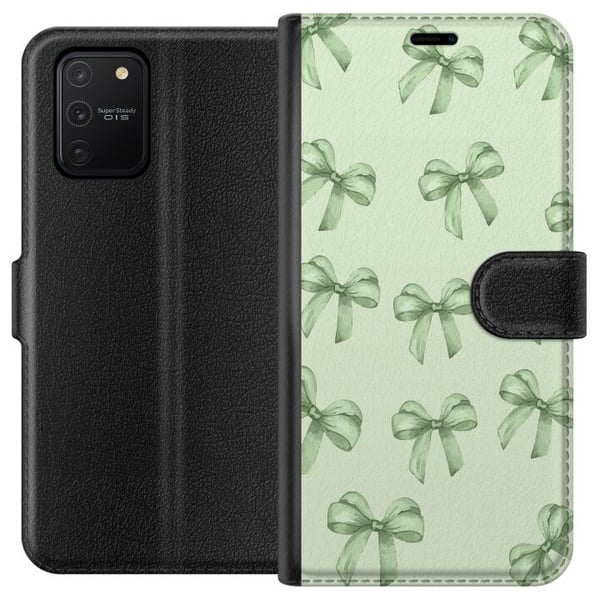 Kompatibelt Lommeboketui til Samsung Galaxy S10 Lite Grønne rosetter mønster søtt pastell sløyfemønster sømløst gavebånd estetisk bakgrunn motiv plak Kompatibelt Lommeboketui til Samsung Galaxy S10 Lite Grønne rosetter mønster søtt pastell sløyfemønster sømløst gavebånd estetisk bakgrunn motiv plak