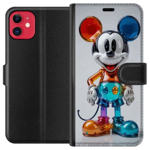 Kompatibelt Plånboksfodral till Apple iPhone 11 Färgglad Mickey figur futuristisk chrome glossy Disney pop art modern vibrant character motiv poster Kompatibelt Plånboksfodral till Apple iPhone 11 Färgglad Mickey figur futuristisk chrome glossy Disney pop art modern vibrant character motiv poster