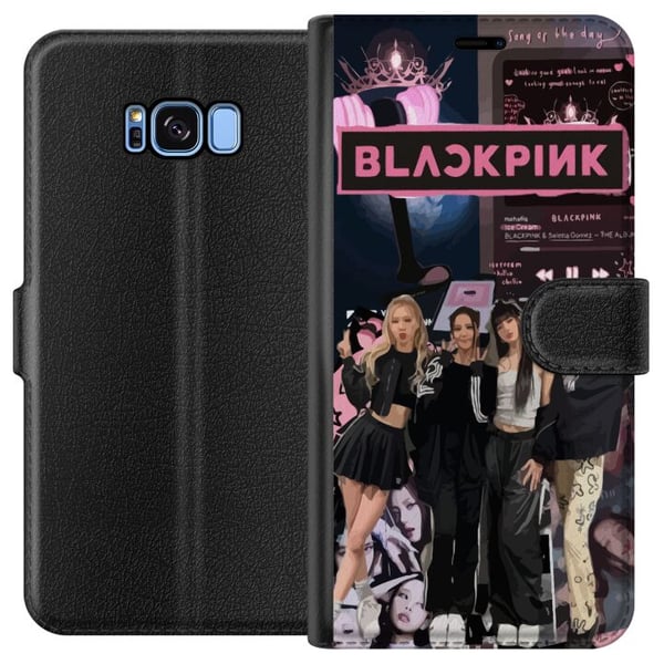 Kompatibelt Plånboksfodral till Samsung Galaxy S8 BLACKPINK collage med musikspelare modeestetik rosa svart K pop design Kompatibelt Plånboksfodral till Samsung Galaxy S8 BLACKPINK collage med musikspelare modeestetik rosa svart K pop design