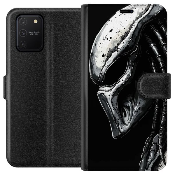 Kompatibelt Lommeboketui til Samsung Galaxy S10 Lite Dramatisk illustrasjon av en Predator-maske med metalliske teksturer, skygger og detaljer som fo Kompatibelt Lommeboketui til Samsung Galaxy S10 Lite Dramatisk illustrasjon av en Predator-maske med metalliske teksturer, skygger og detaljer som fo
