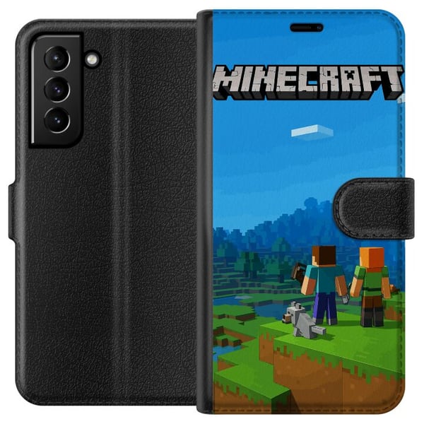 Kompatibelt Lommeboketui til Samsung Galaxy S21+ 5G Minecraft Key Art Kompatibelt Lommeboketui til Samsung Galaxy S21+ 5G Minecraft Key Art