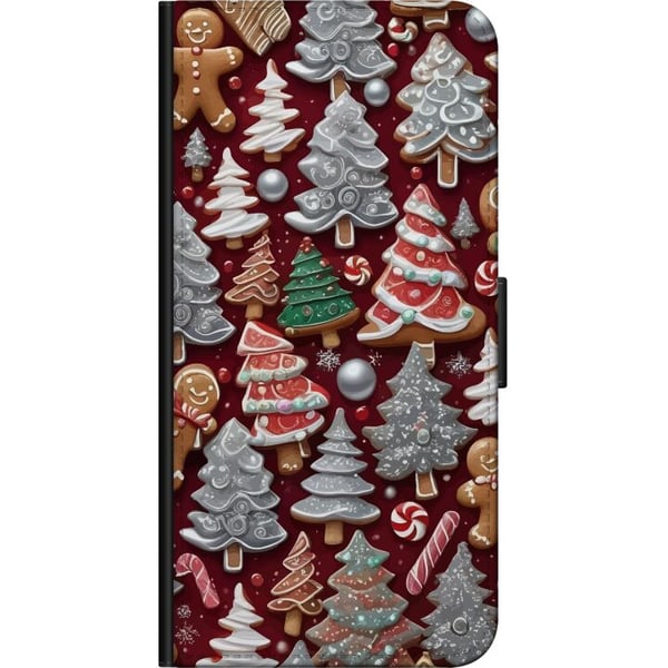 Kompatibelt Plånboksfodral till Samsung Galaxy A20s Christmas Cookies Trees julmotiv med pepparkakor granar och vinterkänsla