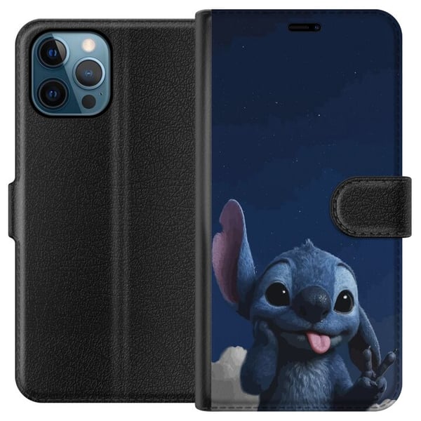 Kompatibelt Plånboksfodral till Apple iPhone 12 Pro Stitch Disney blå alien Lilo and Stitch kawaii character night sky stjärnhimmel cute cartoon art