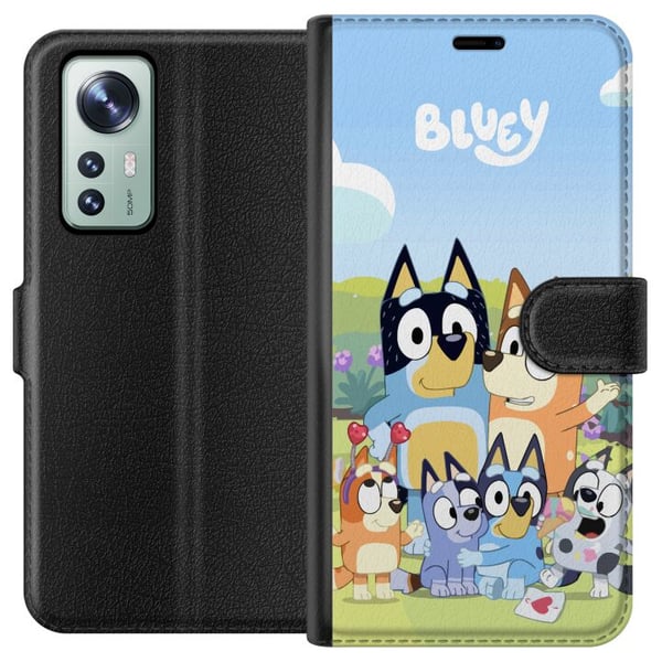 Yhteensopiva Lompakkokotelo Xiaomi 12 Bluey puhelinkotelo koko perheen kanssa värikkäässä suunnittelussa