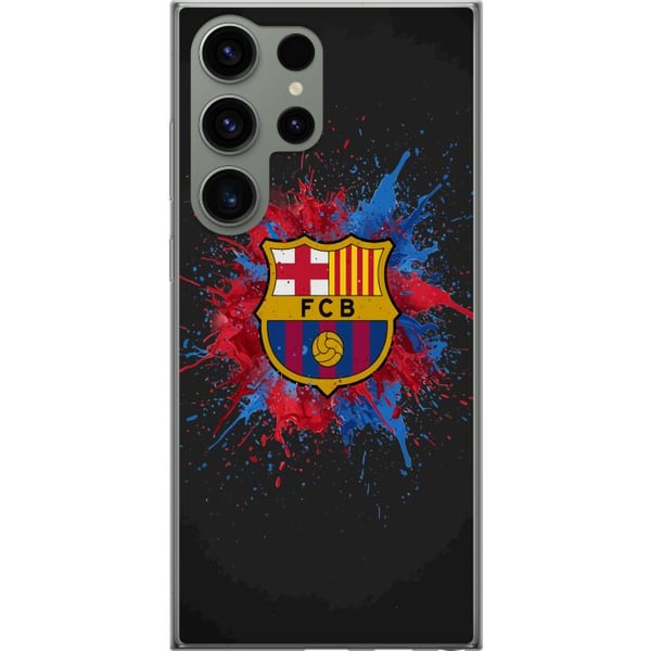 Kompatibel Mobilcover til Samsung Galaxy S23 Ultra Barcelona Splash Art med FC Barcelonas emblem i blå og rød, perfekt til fodboldfans