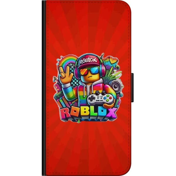 Kompatibelt Plånboksfodral till Samsung Galaxy A20s Roblox figur med spelkontroll och regnbågsfärger livlig gamingdesign för spelentusiaster