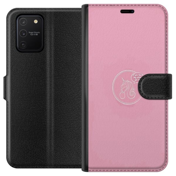 Kompatibelt Lommeboketui til Samsung Galaxy S10 Lite Selvsikker enhjørningsikon på mykt rosa underlag Kompatibelt Lommeboketui til Samsung Galaxy S10 Lite Selvsikker enhjørningsikon på mykt rosa underlag