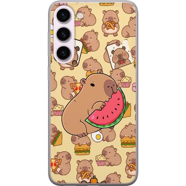 Kompatibel Mobilcover til Samsung Galaxy S23+ Capybara Snack Tid Søde kapibarer nyder vandmelon pizza og popcorn i et varmt og legende design, der sp Kompatibel Mobilcover til Samsung Galaxy S23+ Capybara Snack Tid Søde kapibarer nyder vandmelon pizza og popcorn i et varmt og legende design, der sp