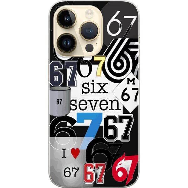 Kompatibel Mobilcover til Apple iPhone 14 Pro 67 meme six seven collage – viralt internetmeme i trendy 6–7-stil med moderne grafik og humoristisk udt