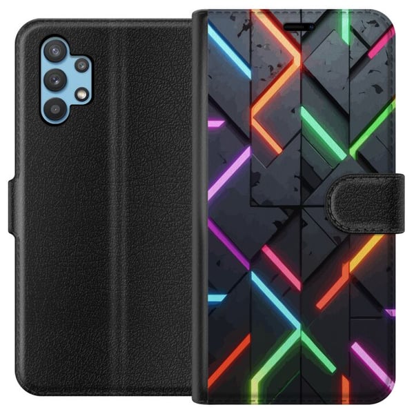 Kompatibelt Plånboksfodral till Samsung Galaxy A32 5G Modernt neonmönster med skarpa ljuslinjer Kompatibelt Plånboksfodral till Samsung Galaxy A32 5G Modernt neonmönster med skarpa ljuslinjer