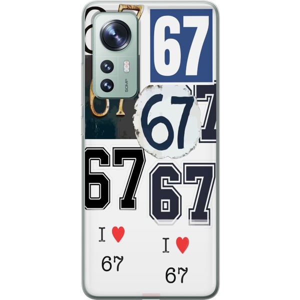 Yhteensopiva Puhelinkuori Xiaomi 12 67-meemi vintage-numerokollaasi – retro 6–7-numerodesign klassisilla kirjasimilla ja vintage-tunnelmalla