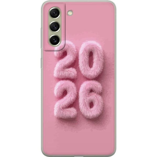 Kompatibel Mobilcover til Samsung Galaxy S21 FE 5G Lyserødt fluff 2026, tekst i pastel, moderne nytårstrend med blødt design, perfekt til dekoration