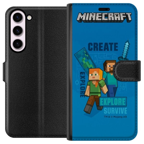 Kompatibel Tegnebogsetui til Samsung Galaxy S23+ Minecraft Huler
