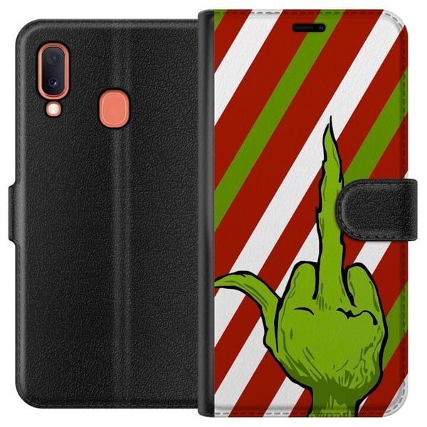 Kompatibelt Lommeboketui til Samsung Galaxy A20e Grinch Kompatibelt Lommeboketui til Samsung Galaxy A20e Grinch