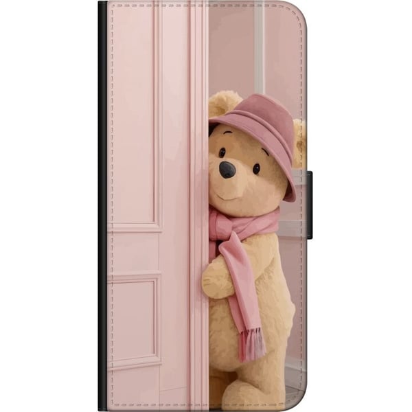 Kompatibelt Plånboksfodral till Samsung Galaxy A20s Beige nalle med hatt och scarf romantisk ljus design med varm ton och mjuk stilren känsla