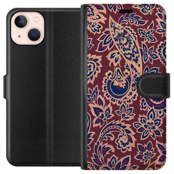 Kompatibelt Lommeboketui til Apple iPhone 13 mini Paisley orientalsk mønster boho indisk mønster vintage ornament blomster retro tekstil tapet dekora Kompatibelt Lommeboketui til Apple iPhone 13 mini Paisley orientalsk mønster boho indisk mønster vintage ornament blomster retro tekstil tapet dekora