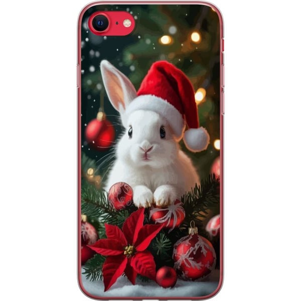Kompatibelt Mobildeksel til Apple iPhone SE (2022) Julekanin med nisselue søt kanin vinter røde dekorasjoner festlig kawaii jul koselige lys plakat