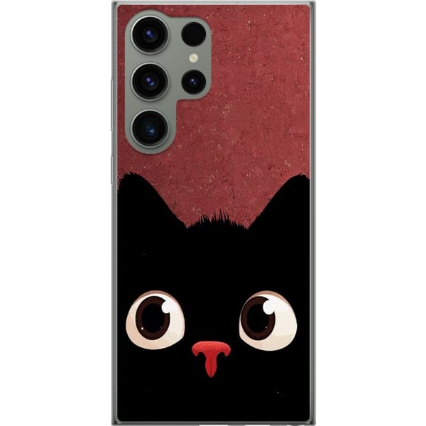 Kompatibel Mobilcover til Samsung Galaxy S23 Ultra Minimalistisk sort kat med store øjne – charmerende dyremotiv i moderne grafisk stil Kompatibel Mobilcover til Samsung Galaxy S23 Ultra Minimalistisk sort kat med store øjne – charmerende dyremotiv i moderne grafisk stil