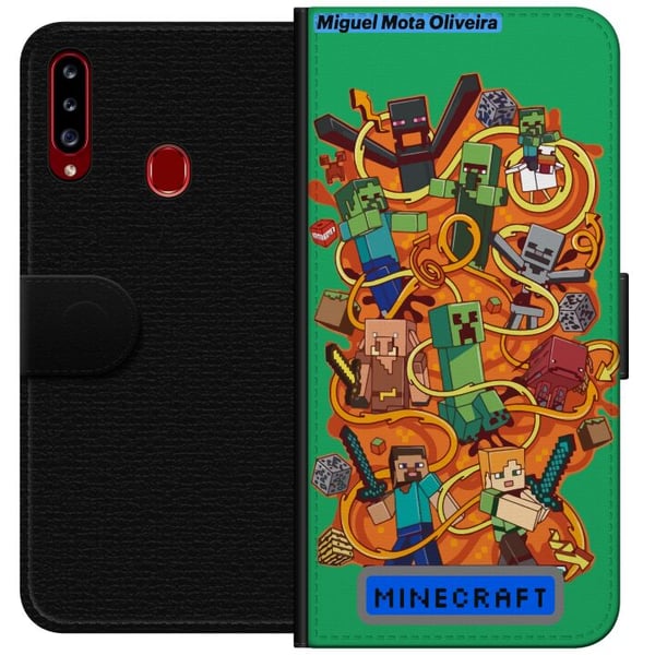 Kompatibelt Plånboksfodral till Samsung Galaxy A20s Minecraft