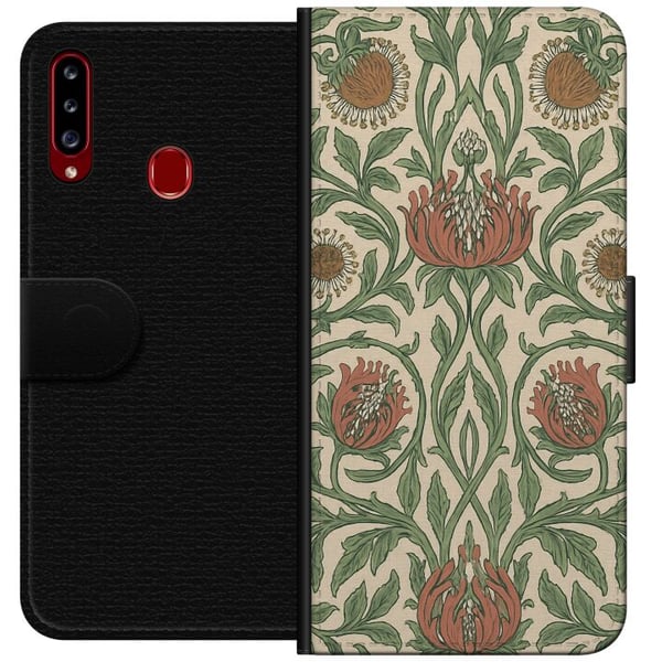 Kompatibel Tegnebogsetui til Samsung Galaxy A20s Blad Detaljer