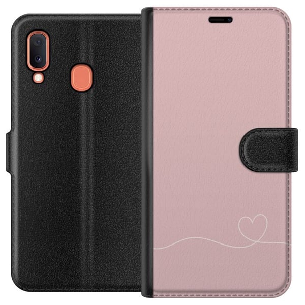 Kompatibelt Plånboksfodral till Samsung Galaxy A20e Rosa Hjärna Design