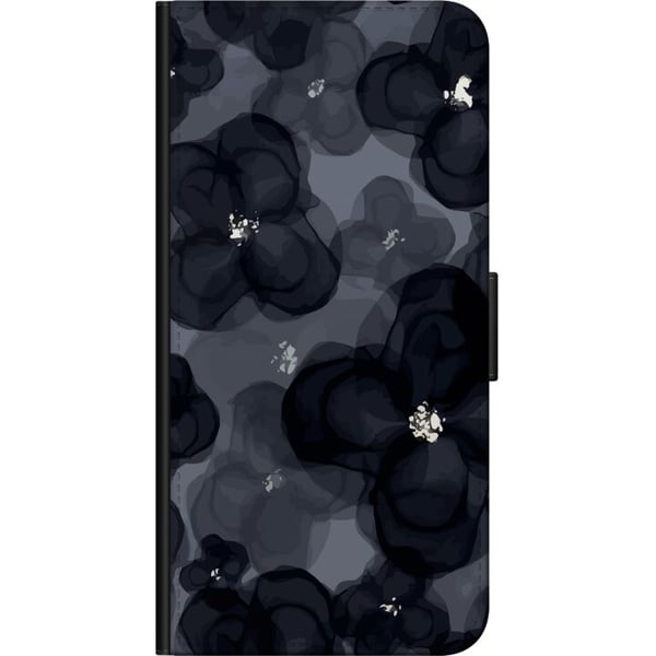 Kompatibelt Lommeboketui til OnePlus 9 Pro Abstrakt mørkt blomstermønster i svartgrå toner med en elegant, dramatisk og moderne følelse