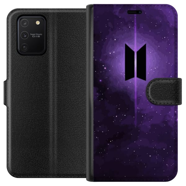 Kompatibelt Lommeboketui til Samsung Galaxy S10 Lite BTS kpop-logo lilla galakse plakat romdesign koreansk band ARMY-symbol stjernehimmel musikk fan Kompatibelt Lommeboketui til Samsung Galaxy S10 Lite BTS kpop-logo lilla galakse plakat romdesign koreansk band ARMY-symbol stjernehimmel musikk fan