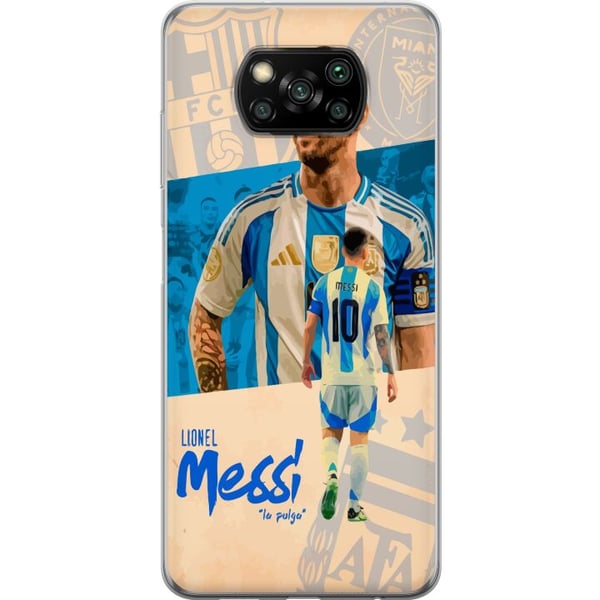 Kompatibel Mobilcover til Xiaomi Poco X3 NFC Portræt af Lionel Messi i Argentinas trøje, ikonisk design til fodboldfans med passion og energi