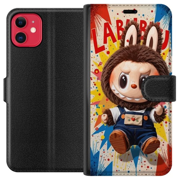Kompatibelt Plånboksfodral till Apple iPhone 11 Kanindräkt med busigt uttryck och serietidningsbakgrund som ger energisk lekfull popkulturell stil i Kompatibelt Plånboksfodral till Apple iPhone 11 Kanindräkt med busigt uttryck och serietidningsbakgrund som ger energisk lekfull popkulturell stil i