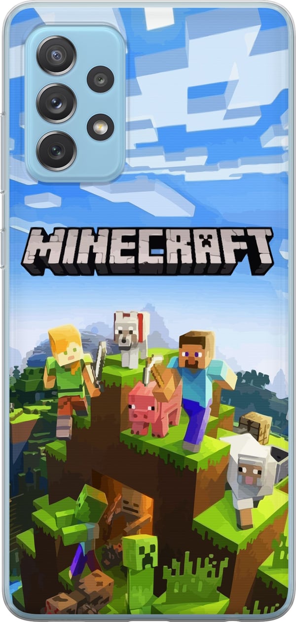 Yhteensopiva Puhelinkuori Samsung Galaxy A52 5G Minecraft-pikselimaailma Creeper-pelidesign