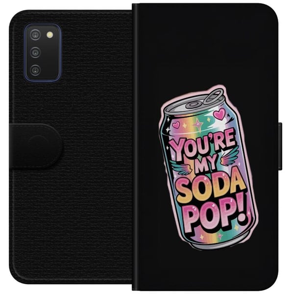 Kompatibelt Lommeboketui til Samsung Galaxy A03s Youre My Soda Pop kawaii pastell regnbue hjerter glitrende design
