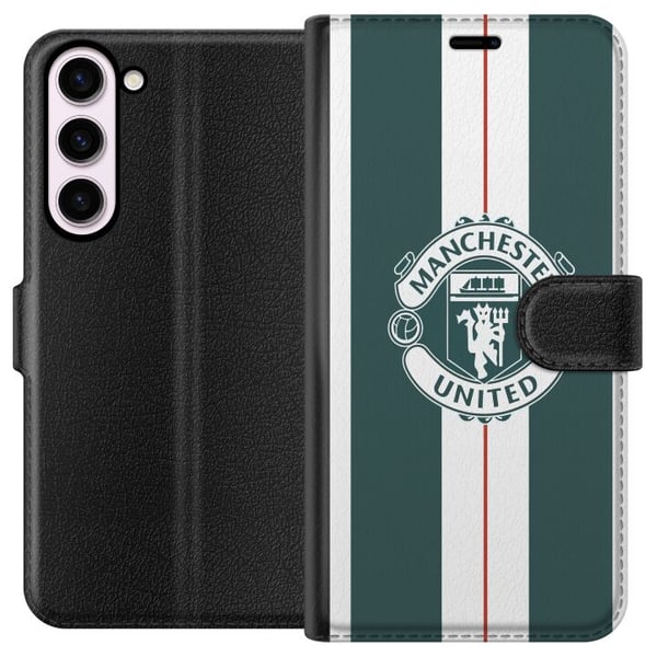 Yhteensopiva Lompakkokotelo Samsung Galaxy S23+ Manchester United logo vaakuna jalkapallo seura Premier League Red Devils juliste retro valkoinen vih