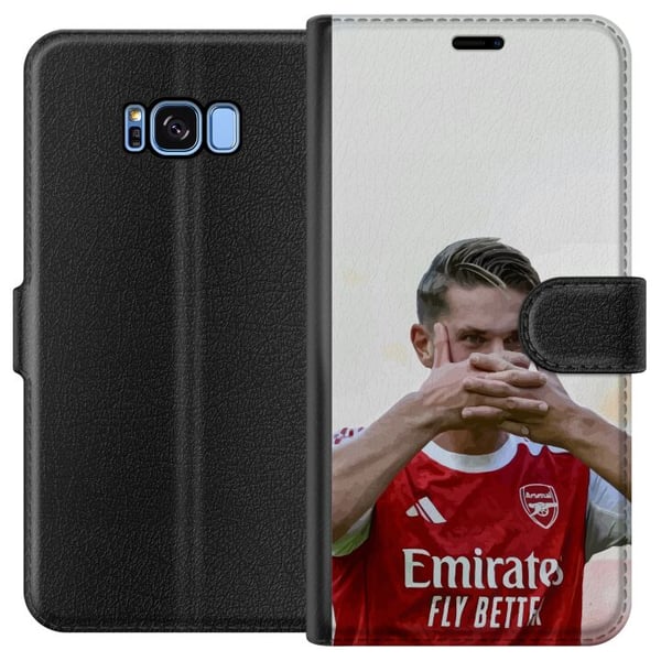 Kompatibelt Plånboksfodral till Samsung Galaxy S8 Martin Ødegaard konst – Närbild illustration i Arsenal matchtröja