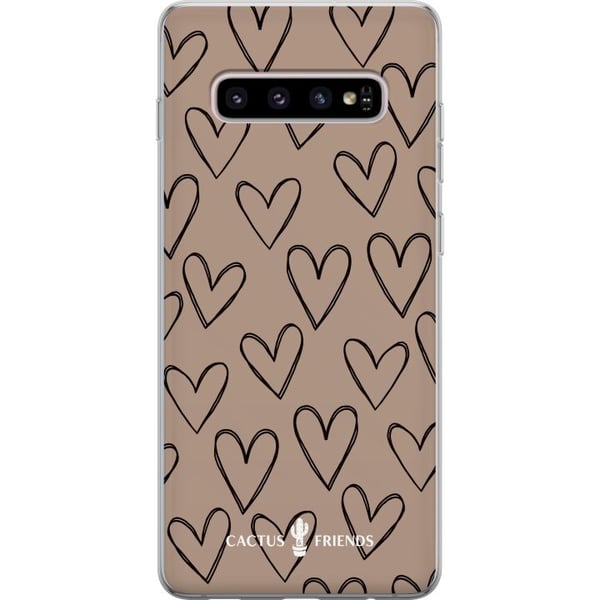 Kompatibelt Mobilskal till Samsung Galaxy S10+ Cactus and Friends - Earthy Sketch Hearts