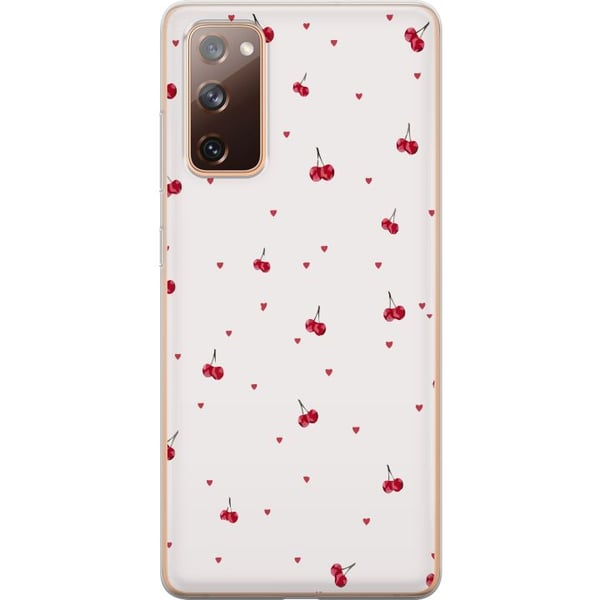 Kompatibel Mobilcover til Samsung Galaxy S20 FE Kirsebær og hjerter på hvid baggrund sødt romantisk design med minimalistisk udtryk og bløde toner