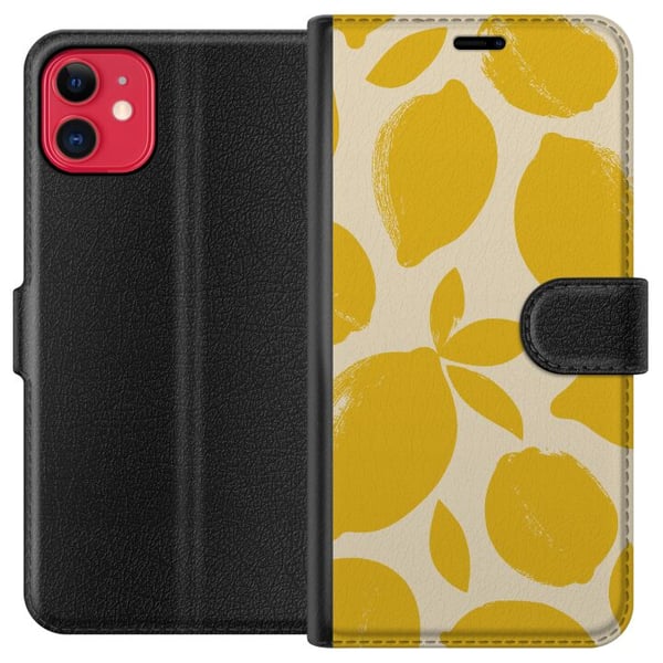 Kompatibel Tegnebogsetui til Apple iPhone 11 Citrus citroner citrontryk gul frugt køkken sommer retro design mønster inspiration frisk køkkenstil Kompatibel Tegnebogsetui til Apple iPhone 11 Citrus citroner citrontryk gul frugt køkken sommer retro design mønster inspiration frisk køkkenstil